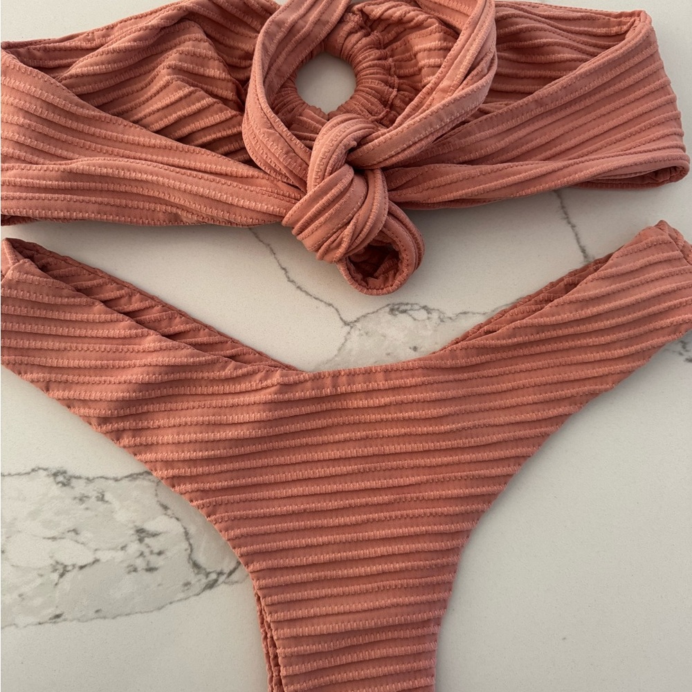 Pink Ribbed Bikini Set - Picture 3 of 3